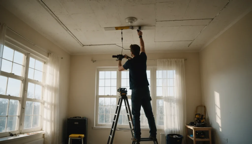 fixer une tringle à rideaux au plafond
